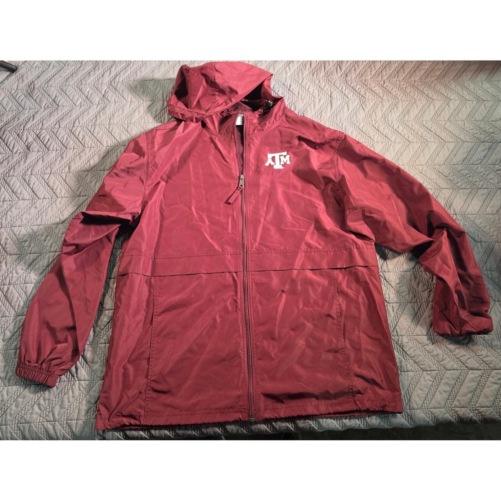 Champion Texas A&M Aggies Windbreaker Jacket Mens Large Maroon Full Zip Hooded